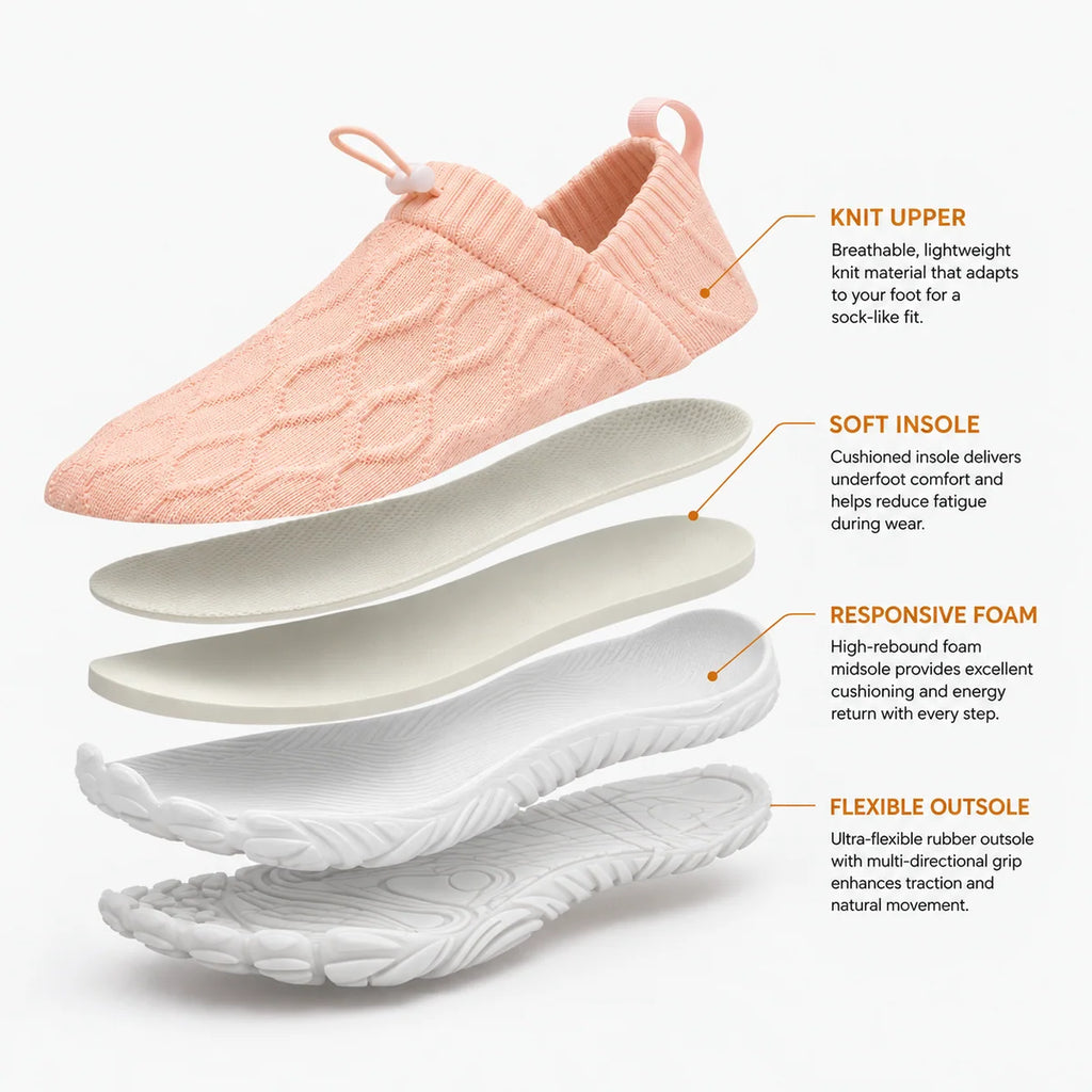 Toeluna Flex Knit Lightweight Slip-On Walking Shoes - Soft Pink